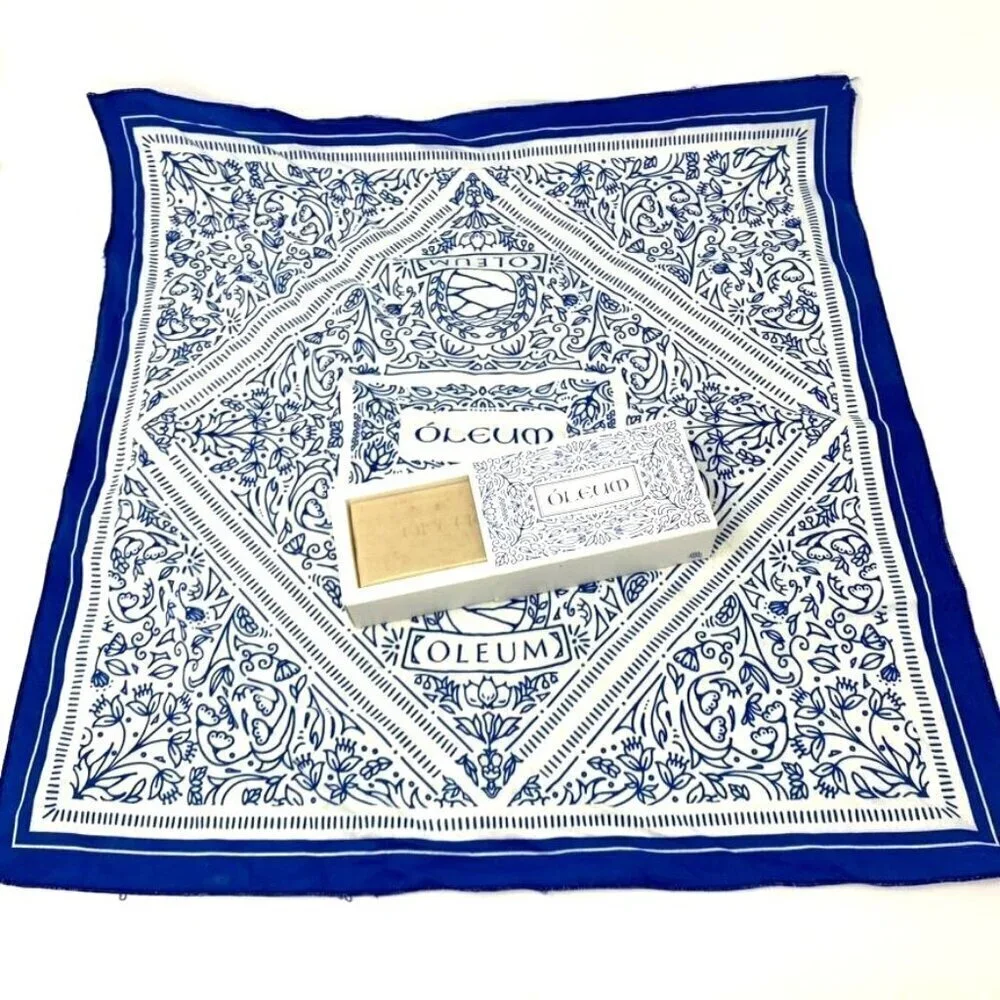 Oleum Bar Soap and Bandana Scarf Blue White Gift Set